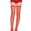 a woman wearing red stockings and shorts