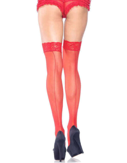 Lace Top Back Seam Sheer Stockings