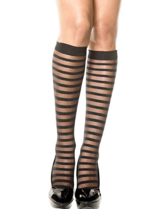 Sheer Striped Knee High Stockings